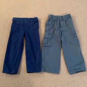 3T Primary pants, dark blue straight leg, light blue cargo.